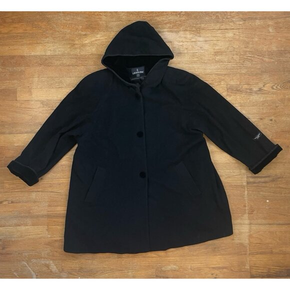 Vintage Black Wool & Cashmere Coat Plus Size 2X 1990s Velvet Trim Overcoat Gorg - Picture 1 of 8